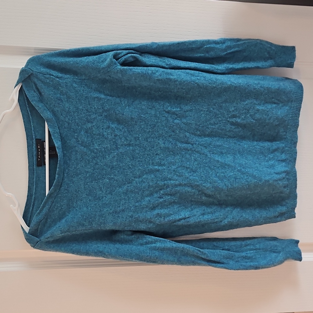 Tahari Teal Cashmere Sweater Sz L